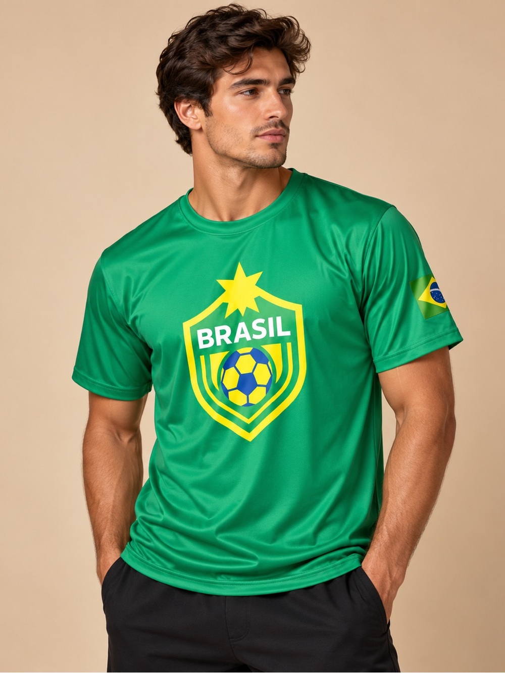 NWT Brasil Brazil Soccer Green Graphic Jersey Shirt XL